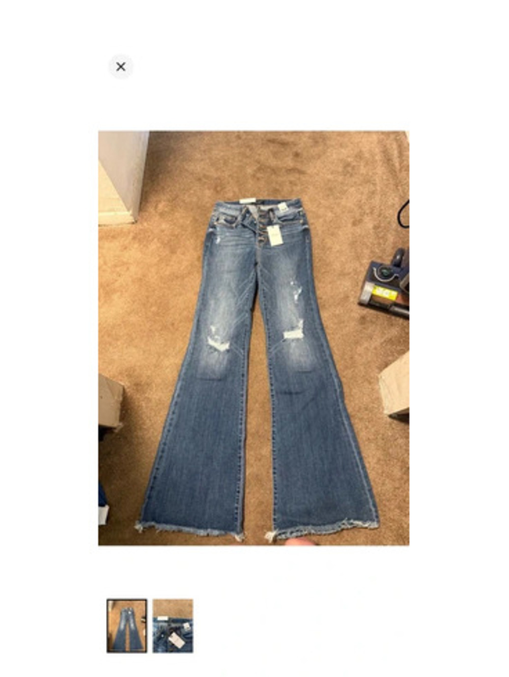 Judy Blue Medium Blue Distressed Flare Jeans